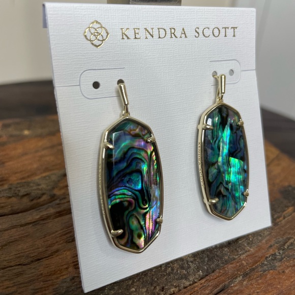 NWT Kendra Scott Elle Gold Drop Earrings in Abalone Shell! - Picture 4 of 7